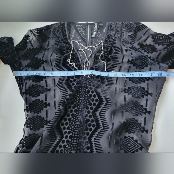 Yoana Baraschi Mesh Sheer Burnout Velvet Blouse Size XS Black - Picture 7 of 8